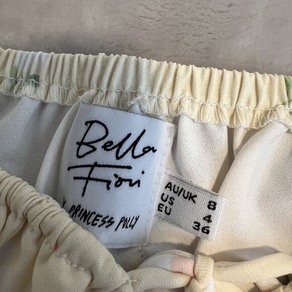 Bella Fiori x Princess Polly Mini Dress Womens 4 Yellow Floral Milkmaid Coquette - Picture 8 of 11